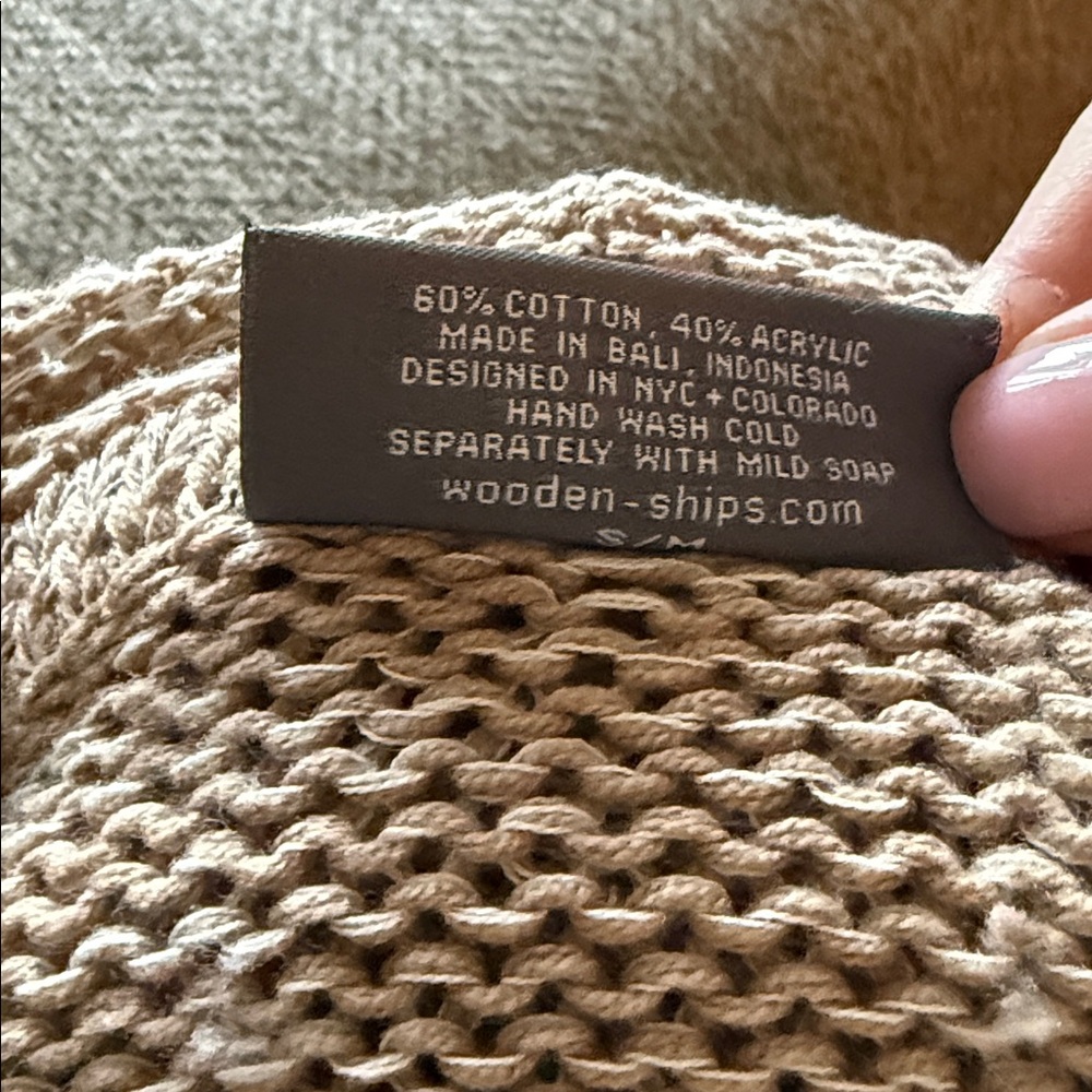 Wooden Ships Cream and Brown Cowl Neck Sweater - Picture 4 of 5